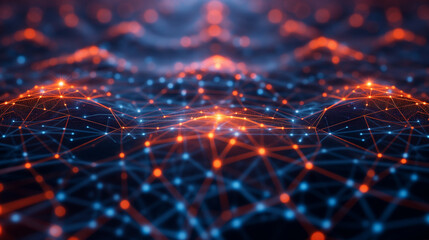 Abstract background with neural network, database flow, cloud computing	
