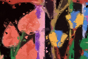 Oil paintings and various flowers, tigers, ponds, tropical leaves, marine creatures, and birds are beautiful