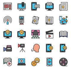 Filled outline icons set for Media.