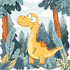 Dinosaur Playing hide and seek in the forest