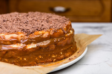 Preparing and baking a homemade sponge biscuit cake.