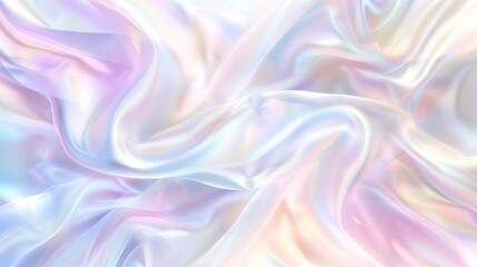 Fototapeta premium soft satin wave, light effect, holographic colors, texture with smooth flowing patterns, background design, fashion and digital art , shiny surface