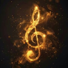 Melodies are floating through the air, musical notes echoing with radiant and sonic vibration
