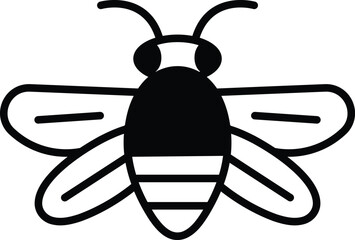 A black and white drawing of a bee