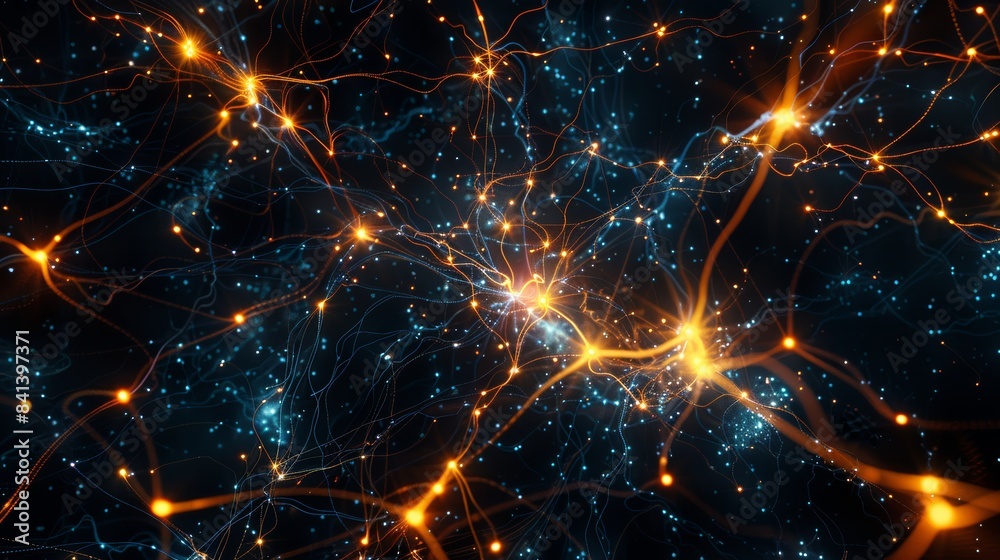 Poster a gold explosion with glowing particles illuminating the darkness, reminiscent of a supernova, on a 