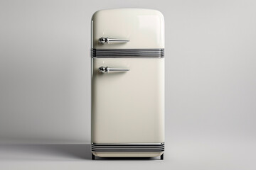 Realistic illustration of a classic vintage refrigerator, representing timeless home appliance design with an elegant vintage charm