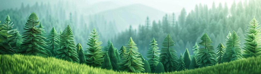 Obraz premium Sustainability-focused data visualization tools aiding forest management, side view, emphasizing the role of data in conservation, advanced tone, Analogous Color Scheme