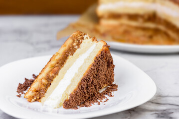 Preparing and baking a homemade sponge biscuit cake.