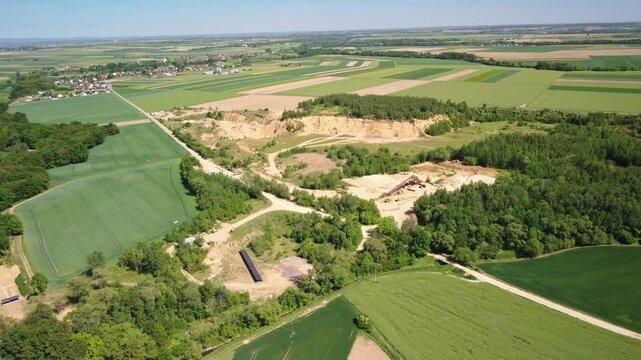 An Overhead Perspective of a Historical Sand Mine Near the Town of Prudnik, Poland 