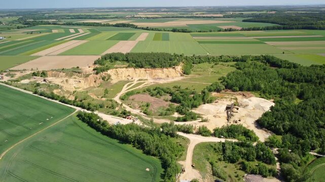 An Old Sand Mine in Proximity to the Town of Prudnik, Poland - Orbit Drone Shot