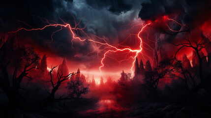 Fototapeta premium heavy catastrophic lightning nature paint