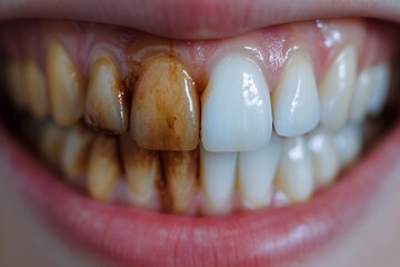 Woman teeth before and after whitening.