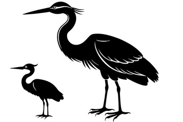 black heron vector silhouette illustration