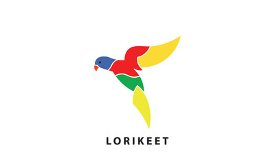 Colorful Lorikeet bird logo design, flying bird logo.