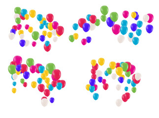 Set of multicolored balloons on a transparent background. Vector illustration