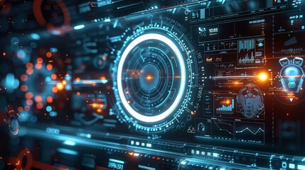 Generate a data big screen, with a technological style and a sense of design, containing elements related to big data. Generative AI.