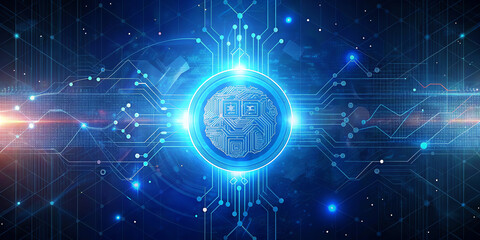 Obraz premium blue digital background with space for text