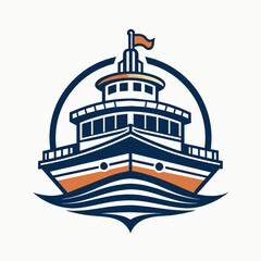 Obraz premium minimalist Boat Logo vector art illustration 