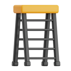 3D Render Construction Stairs Icon Illustration. Isolated on Transparent background