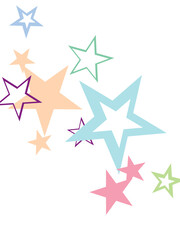 Object fountain organized from random sparcle star pictographs as fireworks.