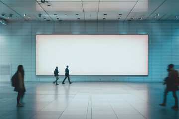 Billboard/poster mock up on the wall in the subway/airport