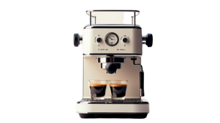 White Espresso Machine With Two Cups of Coffee