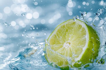 Splashes of lime juice on water