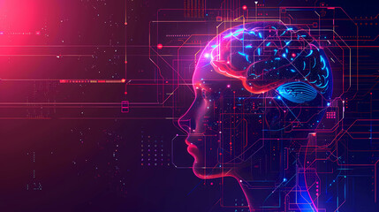 Technology AI abstract digital futuristic circuit, Cyber science tech, Innovation communication illustration.