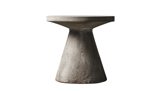 Concrete Side Table With Wide Top And Conical Base