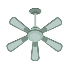 Obraz premium Ceiling fan flat vector illustration. Summer hot air cooling tool isolated on white background.