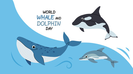 world whale and dolphins day design template for celebration. international awareness day of whale and dolphins vector template. whale vector design.