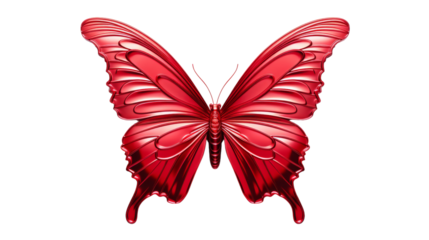 Metallic Red Butterfly Isolated On White Background