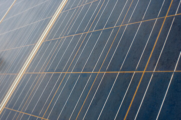 The surface of old solar panels Polycrystalline type.