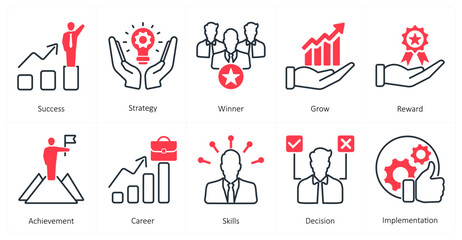 A set of 10 mix icons as success, strategy, winner