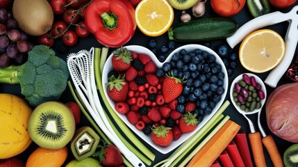 Healthy lifestyle, heart dish. Generative AI