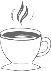 湯気があがっているシンプルなコーヒーカップのイラスト