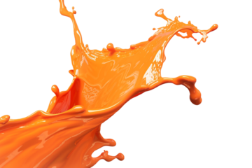 orange paint stain isolated on transparent background