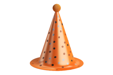 orange party hat isolated on transparent background