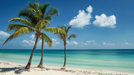 Obraz premium Palm trees on the beach in Cayo Largo, Cuba