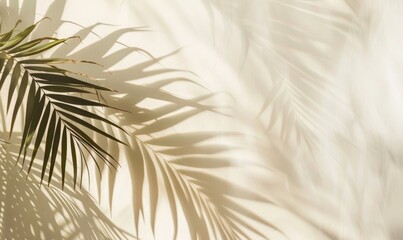Obraz premium Shadows created by palm leaves against a pink wall. Abstract background for presenting products. Spring and summer.
