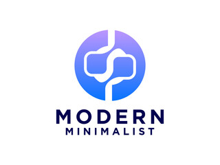 Letter C line logo design.