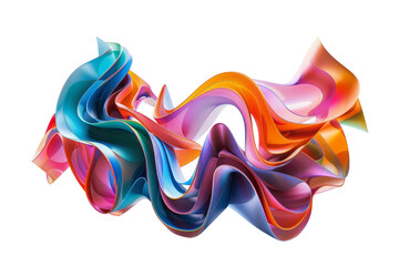 Obraz premium Vibrant abstract ribbons intertwining in colorful swirls, showcasing a dynamic blend of colors in a fluid, artistic motion.