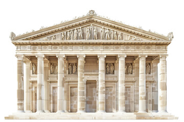 Fototapeta premium Historical neoclassical building with columns, showcasing architectural elegance, detailed sculptures, and ancient design elements in daylight.