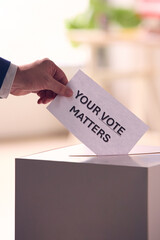 Person Casting Ballot With Your Vote Matters Message