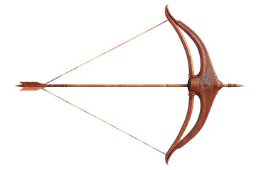 Obraz premium Traditional wooden crossbow and arrow isolated on transparent background. Perfect for archery, hunting, or historical recreation themes.