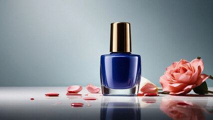 Trendy nail polish bottle isolated creative background, salon manicure advert, Generative AI