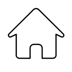 Fototapeta premium Outline Vector Icon: A minimalist representation of a home, depicted in a sleek outline style, perfect for use in user interfaces, mobile applications, and digital design projects