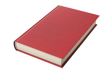 Red hardcover book, isolated on transparent background. Perfect for educational, literary, or business-related concepts and presentations.