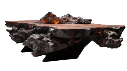 Modern Wood And Rock Coffee Table With Illuminated Center