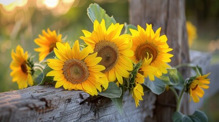 Sunflowers on board. Generative AI